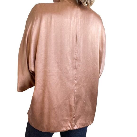Catherine Gee Womens Champagne Pink Nude Silk Tunic Kimono Blouse Jacket Sz M - Picture 4 of 9